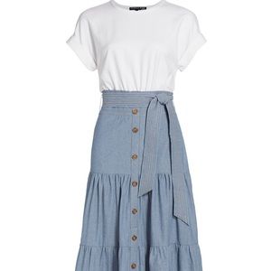 Veronica Beard Emmitt Mixed-Media Midi Dress